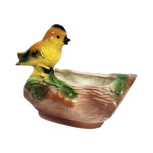 Vintage Hull Pottery Yellow Bird on Log Planter 56 California USA Mid-Century